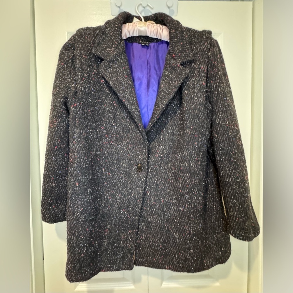 Theory heavy tweed puffy shoulder pea coat. Size P/Small. VGUC